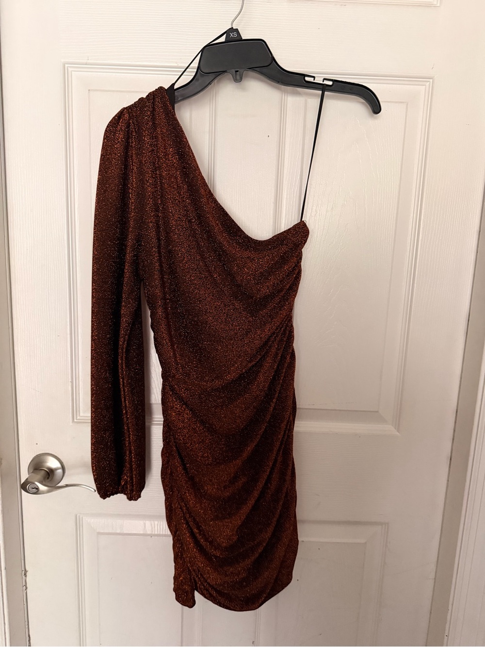 One-Shoulder Copper Shimmer Dress